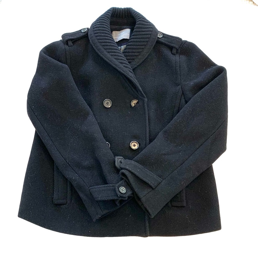 J. Crew Sasha Peacoat black wool stadium cloth nello gori 8